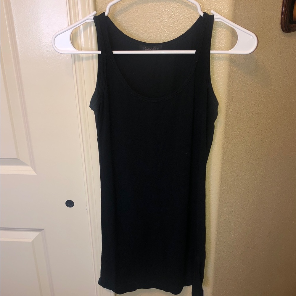 Everyday Scoop Neck Black Ribbed Tank - Women's